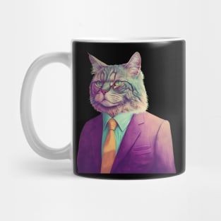 Vaporwave Cat Daddy in a Suit Mug